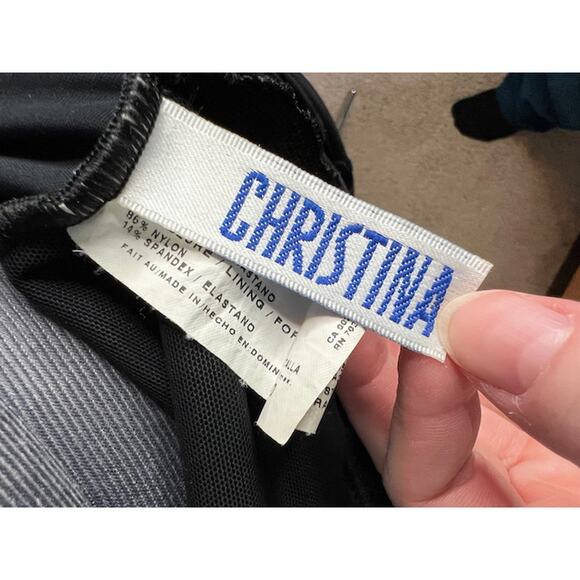 CHristina one piece swimsuit Vintage black lace front mesh - Picture 10 of 12